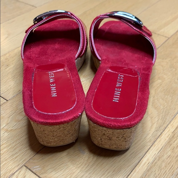 Nine West Red Patent and Cork Wedge Sandals 6 - Picture 5 of 8